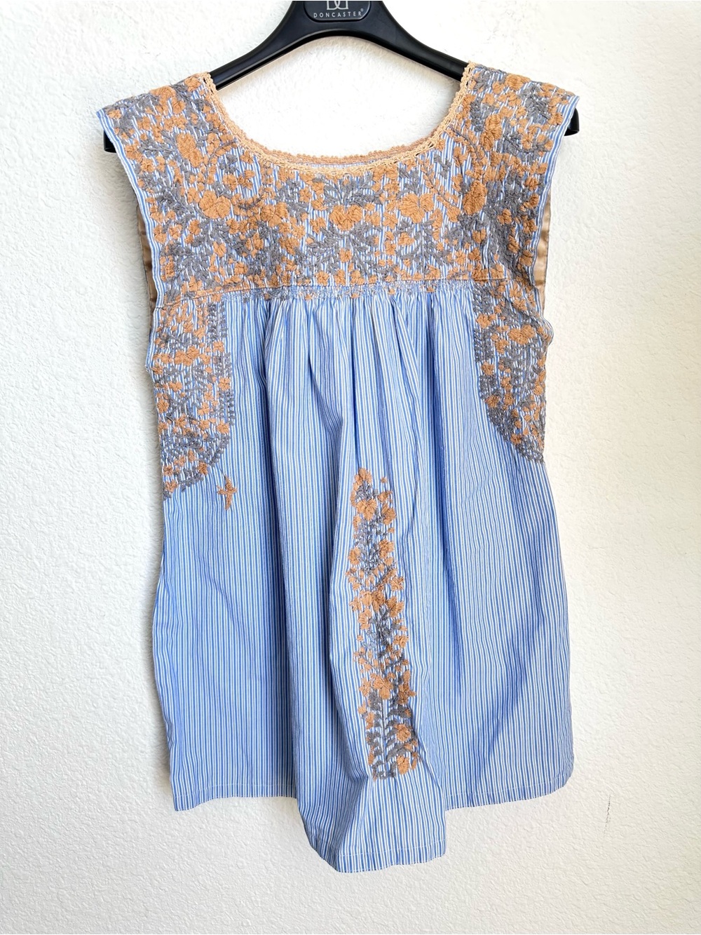 Mi Golondrina Flores Blouse - Small Blue EUC